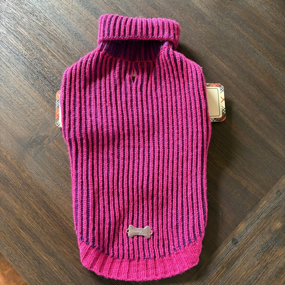 Barkley & Finn Dog Coat Jacket Knit Sweater Warm Size Small Pink Purple Striped